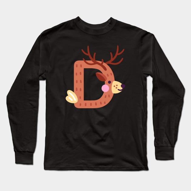 Letter D animal alphabet back to school Long Sleeve T-Shirt by AwesomeDesignArt